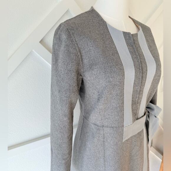 Ports 1961 Wool Cashmere Blend Tie Waist Trench Coat Grey Size 6 - Picture 2 of 14